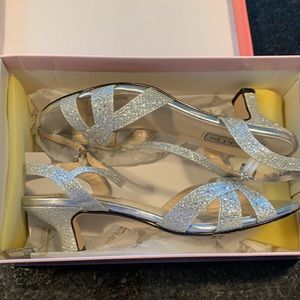 Silver glittery girls dress shoes